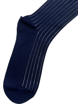 Brunello Cucinelli Navy White Stripe Cotton Men's Socks