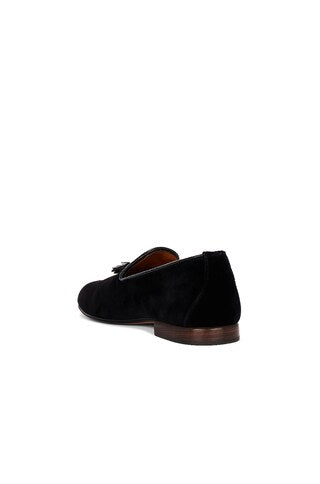 Tom Ford Mens Croc Embossed Suede Bailey Tassel Black Loafers