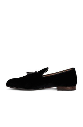 Tom Ford Mens Croc Embossed Suede Bailey Tassel Black Loafers