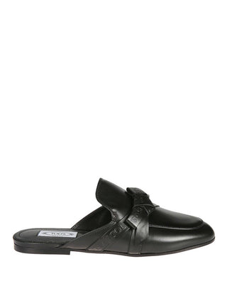 TODS Women’s Bow detail black leather mules