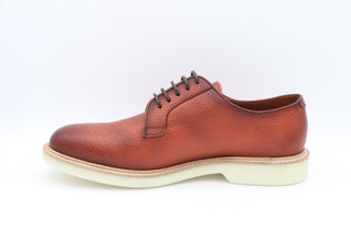 Brunello Cucinelli New Men's Leather Derby Shoes In Cognac