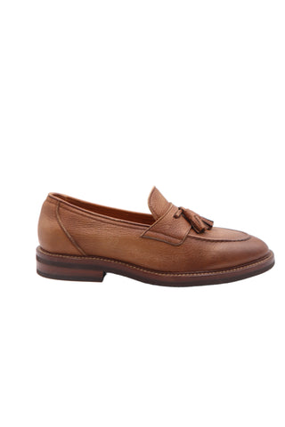 Brunello Cucinelli Men's Brown Chestnut Calfskin Leather Tassel Loafer