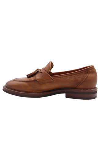 Brunello Cucinelli Men's Brown Chestnut Calfskin Leather Tassel Loafer