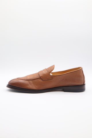 Brunello Cucinelli Men's Penny Brown Chestnut Calfskin Leather Loafers