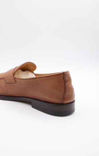 Brunello Cucinelli Men's Penny Brown Chestnut Calfskin Leather Loafers