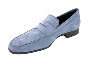 Tods Mens Suede Leather Loafers in Sky Blue