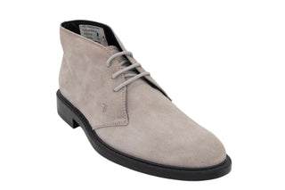 Tods Mens Suede Leather Ankle Boots in Off White