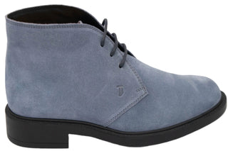 Tods Mens Suede Leather Ankle Boots in Sky Blue