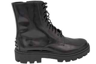 Tods Mens Leather Lace Up Boots in Black