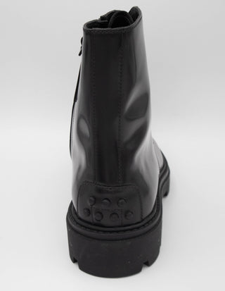 Tods Mens Leather Lace Up Boots in Black