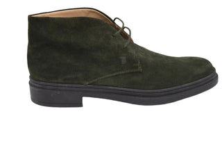 Tods Mens Suede Leather Ankle Boots in Dark Green