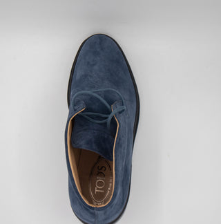Tods Mens Suede Leather Ankle Boots in Navy