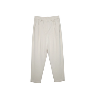 Brunello Cucinelli Elasticated Waist Tapered Trousers with Cuffed Hem Butter