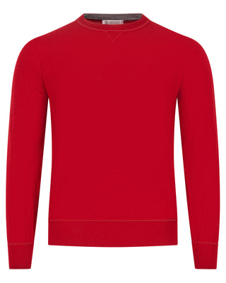 Brunello Cucinelli Mens Lightweight Cashmere Red Crew Neck Sweater