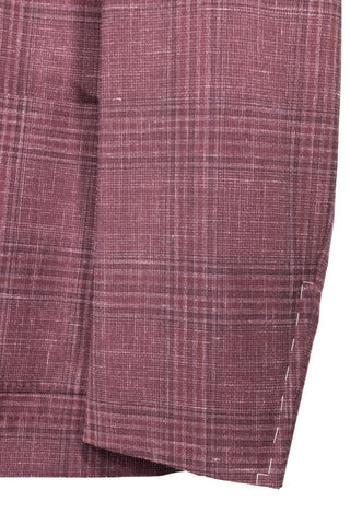 Brunello Cucinelli New Mens Wool Linen & Silk Brick Red Plaid Blazer