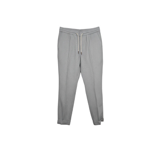 Brunello Cucinelli Pleated Micro-Check Drawstring Trousers