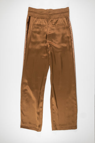 Brunello Cucinelli Womens Viscose PANTS In BROWN With Side Stripe Detail