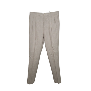 Brunello Cucinelli Light Grey Linen Blend Double-Pleated Trousers