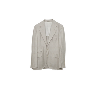 Brunello Cucinelli Subtle Pattern Single-Breasted Suit in Ecru