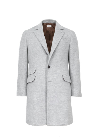Brunello Cucinelli New Mens Light Grey 100% Cashmere Overcoat