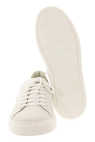 Brunello Cucinelli Men's Semi-Polished Calfskin Sneakers In White
