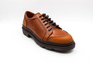 New Brunello Cucinelli Men’s Hiking Leather Shoes Hybrid In Cognac