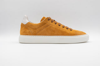 Brunello Cucinelli New Men’s Cognac Suede Low Top Sneakers