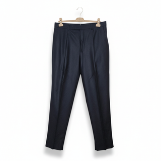 Zegna Mens Navy Wool-Cashmere Blend Pants