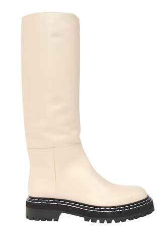 Proenza Schouler Cream Leather Tall Boots with Lug Sole