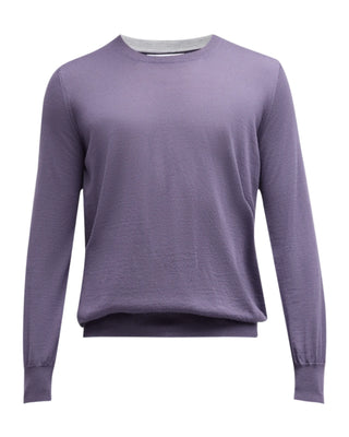 Brunello Cucinelli New Mens 100% Cashmere Purple Crew Neck Sweater