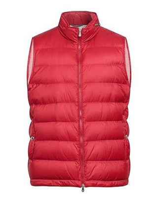 Brunello Cucinelli Mens Brick Red Outerwear Nylon Zipper Vest