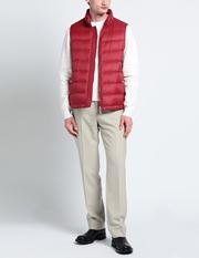 Brunello Cucinelli Mens Brick Red Outerwear Nylon Zipper Vest