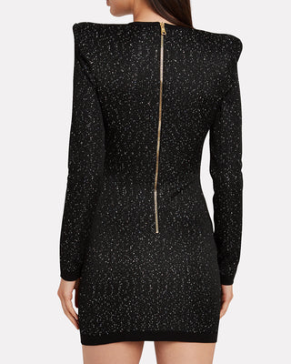 Balmain Womens Black Dragon Embroidered Dress with Colorful Stones