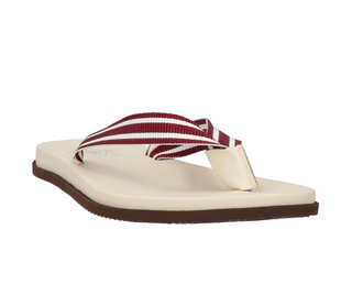 Brunello Cucinelli Red White Leather Grosgrain Men's Flip Flop Slippers