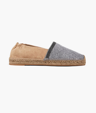 Brunello Cucinelli Women's Espadrilles Bead Embellished and Suede Denim