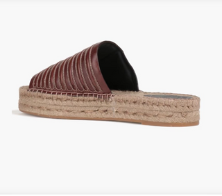 Brunello Cucinelli Leather Brown Detailed Sandal Slides Women's Slippers