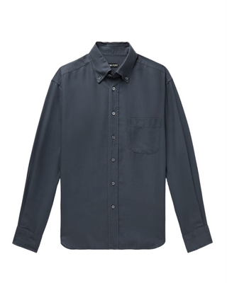 Tom Ford Mens Button Up Cotton Shirt in Black