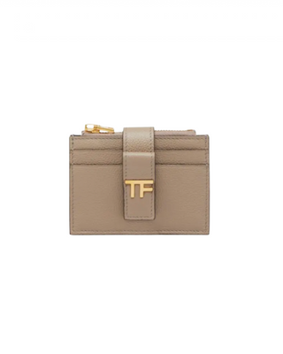 Tom Ford Womens Silk Taupe Card Holder Wallet