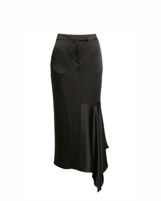 Tom Ford Womens Asymmetric Satin Midi Skirt In Black