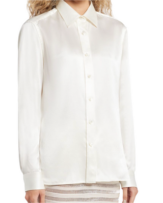 Tom Ford Womens Satin Silk Shirt In White