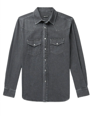 Tom Ford Mens Denim Western Shirt in Black