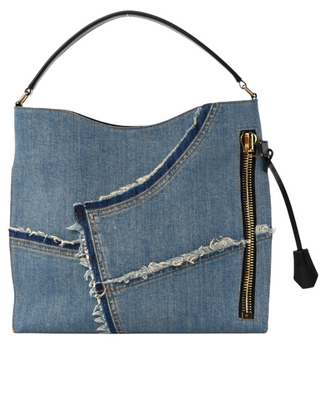 Tom Ford Womens Denim Patchwork Shoulder Bag