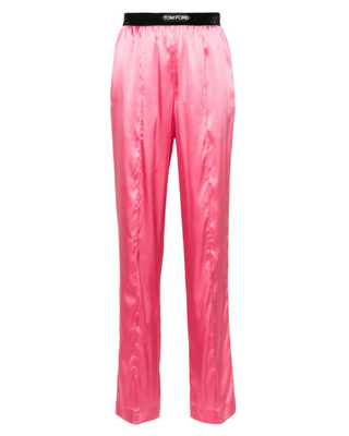 Tom Ford Womens Straight Leg Silk Trousers In Pink