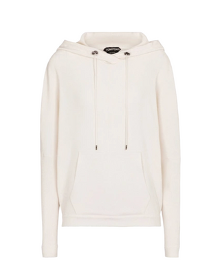 Tom Ford Womens Ribbed Knit Cashmere Blend Hoodie In White