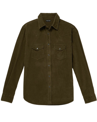 Tom Ford Mens Hunter Green Western Corduroy Shirt