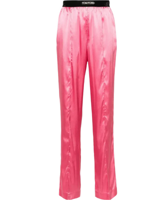 Tom Ford Womens Straight Leg Silk Trousers In Pink