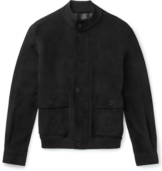 The Row Suede Dark Grey James Bomber Jacket