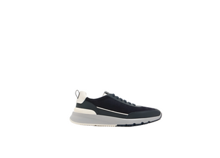 Brunello Cucinelli Mens Navy Suede Runner Sneakers