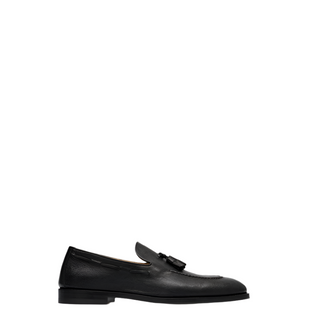 Brunello Cucinelli Mens Tassled Leather Loafers in Black