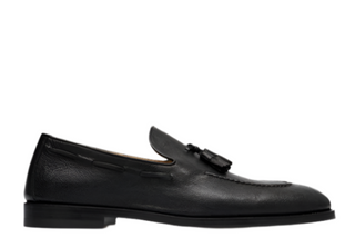 Brunello Cucinelli Mens Tassled Leather Loafers in Black